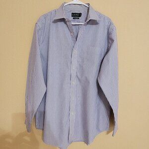 Lauren Ralph Lauren Mens Non-Iron Striped Dress Shirt Blue/White 17